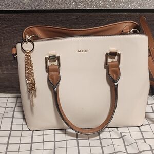 Aldo Cream and Brown Shoulder Bag